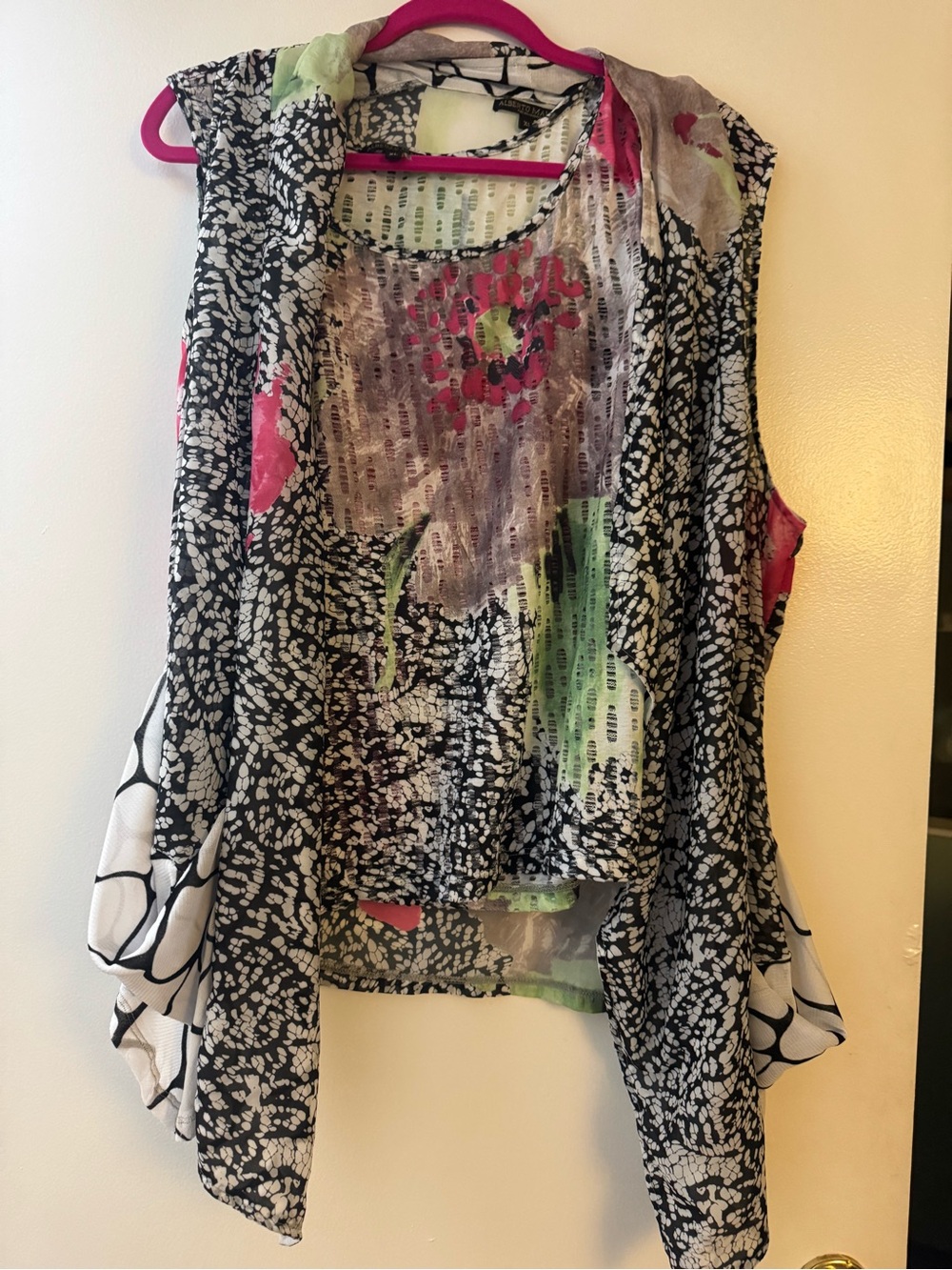 Alberto Makali Black Tunic with Pink and Lime Accents